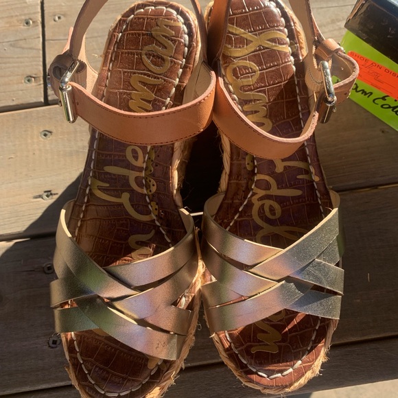 Sam Edelman Brown and Gold Wedge Sandals - Picture 3 of 3